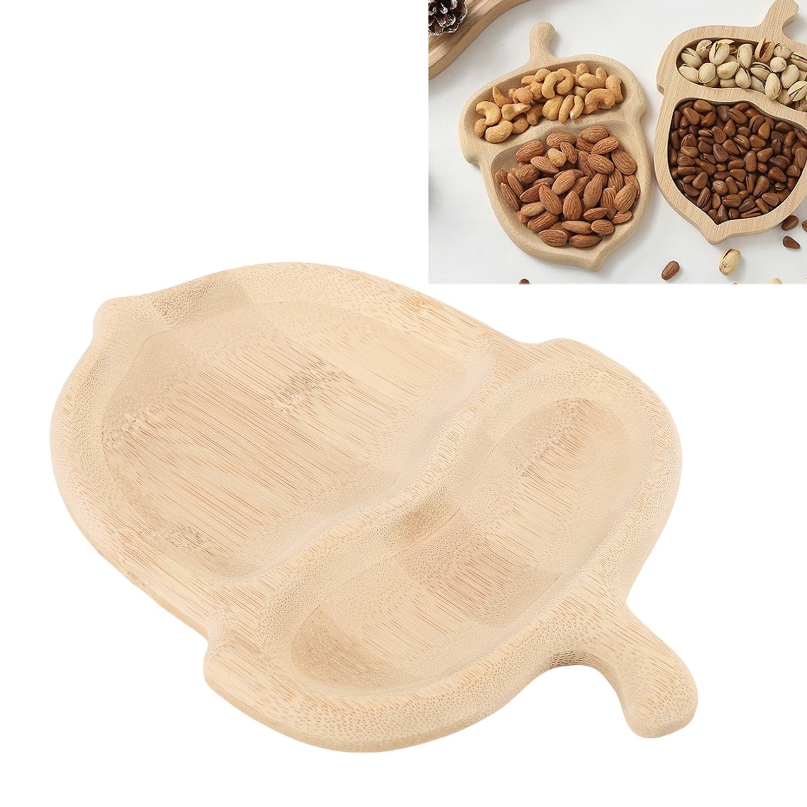 Wooden Pinecone Shape Food Tray For Snacks Appetizers Dessert Wood Serving view 2