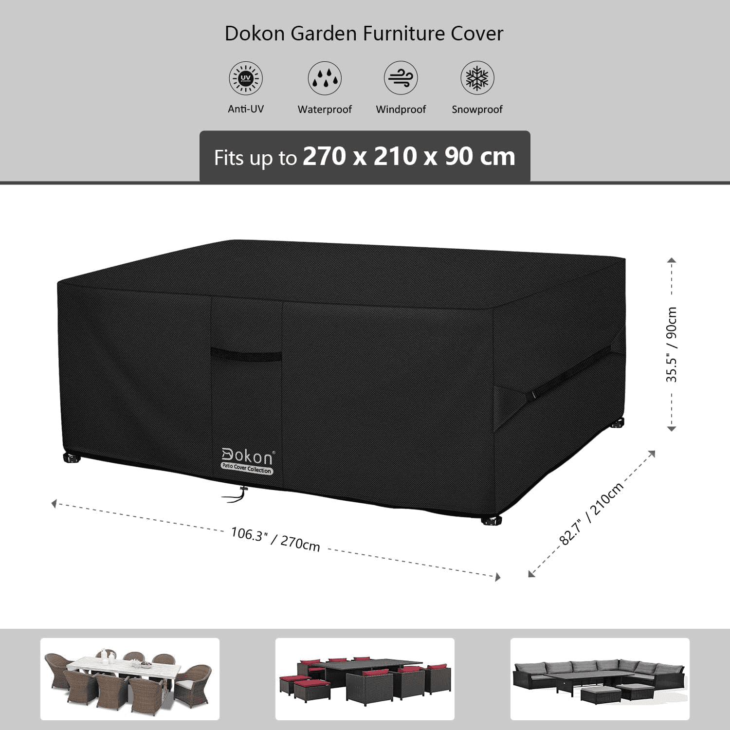 Garden Furniture Covers Waterproof Upgrade 420D Oxford Fabric Cube Patio Set Cov view 2