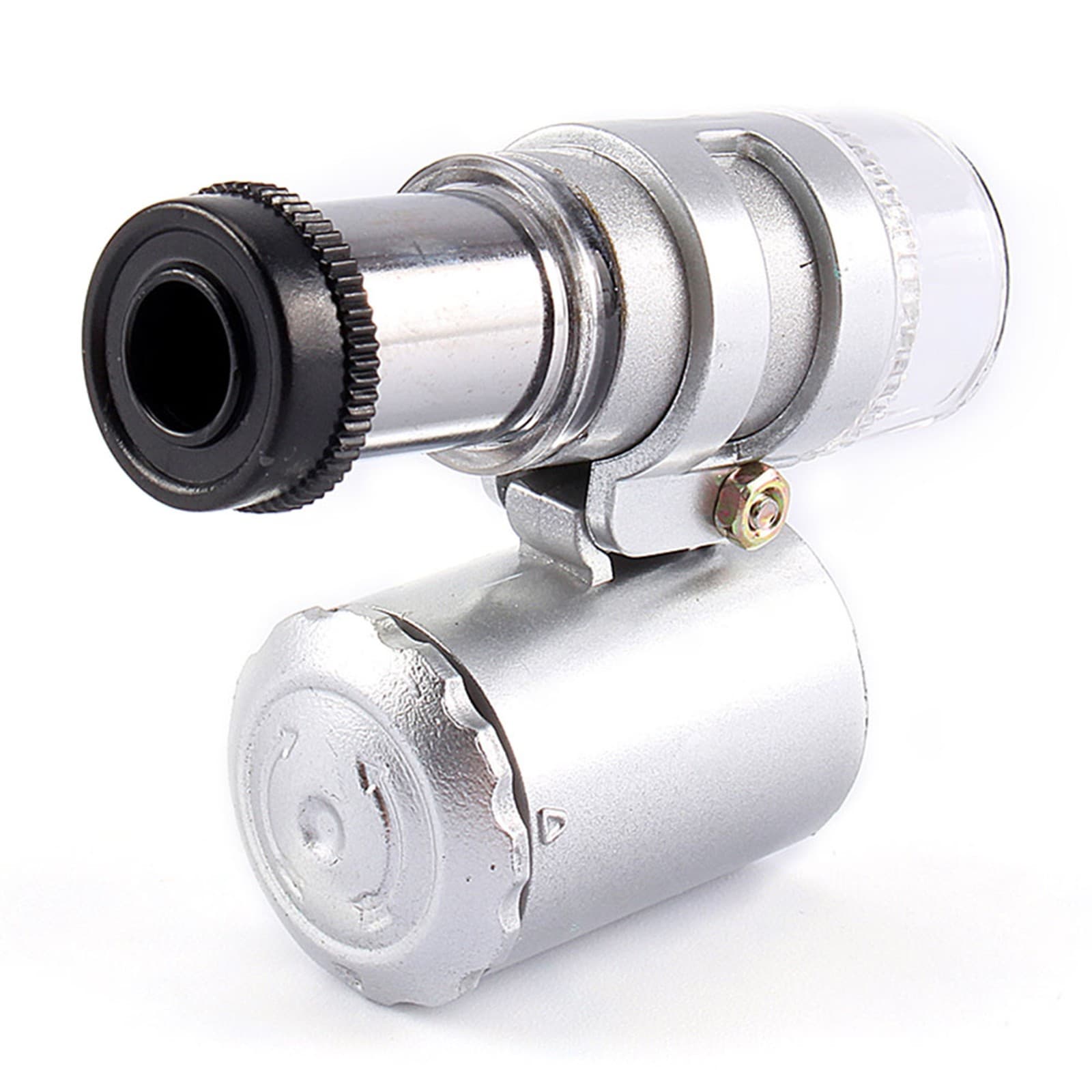 Mini 60X Pocket Microscope Jewelry Magnifier Loupe Glass LED UV Light☚