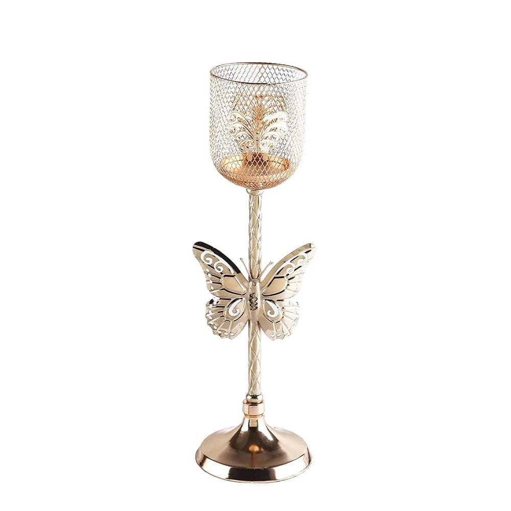 Iron Candle Holders Golden Metal Butterfly Crystal Candle Holder Wedding Decor