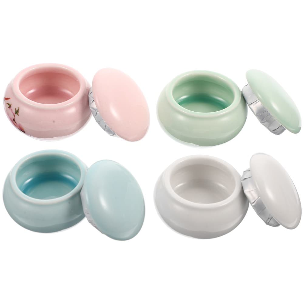 4 Pcs Ceramics Lipstick Jar Mini Kitchen Storage Empty Makeup Containers
