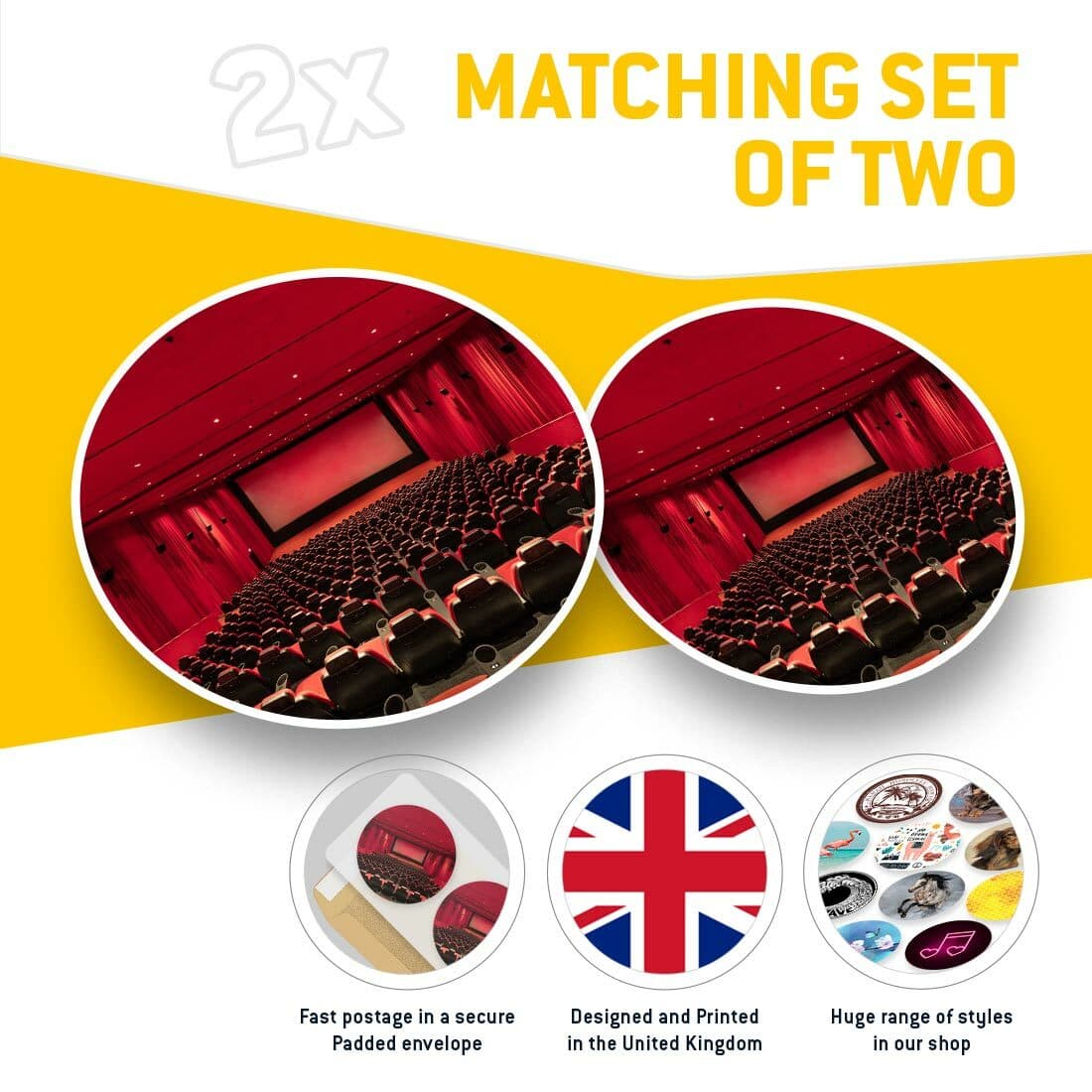2 x Vinyl Stickers 30cm - Cinema Seating Movie Theatre Film  #44616 view 2