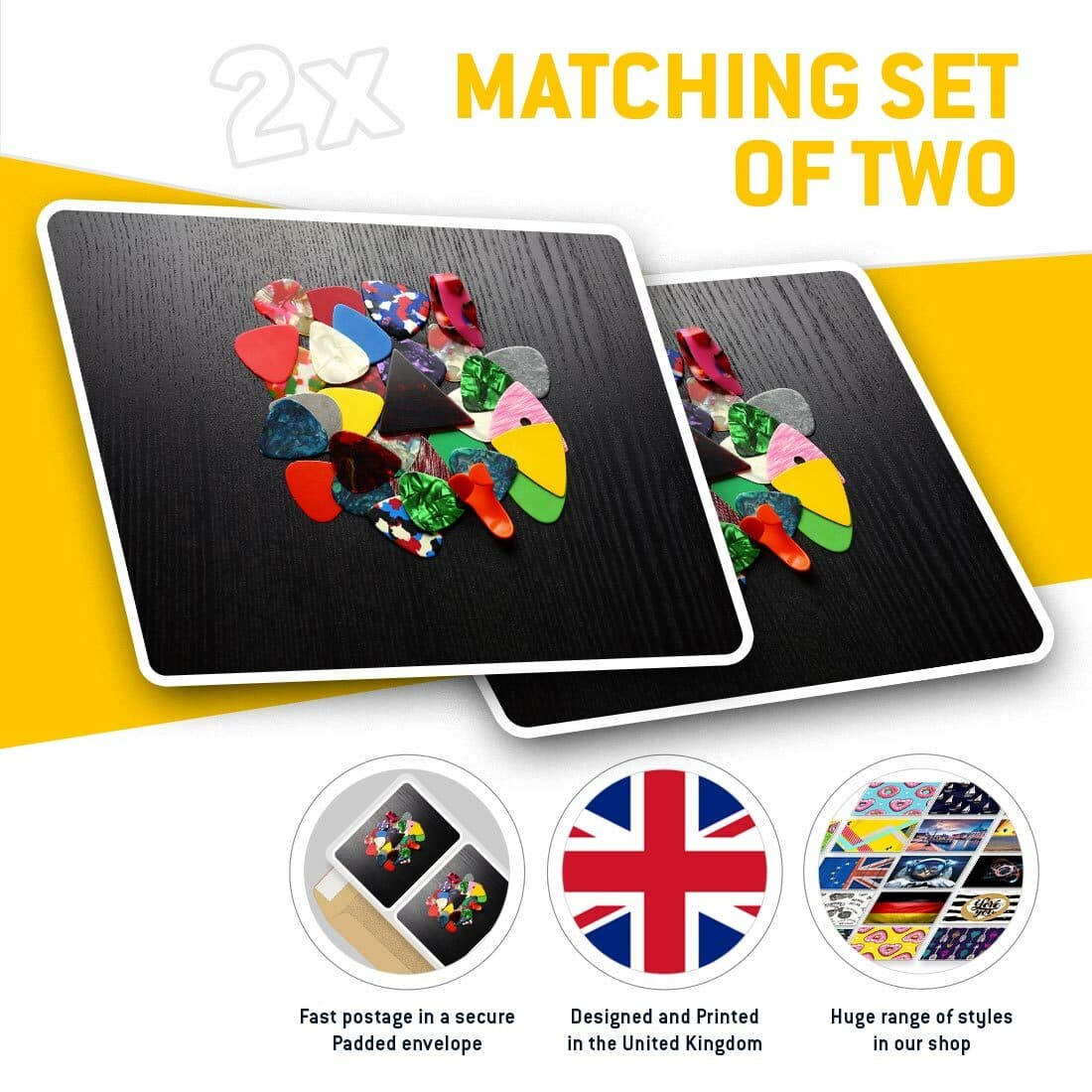 2 x Rectangle Stickers 7.5cm  - Guitar Plectrums Plec Pick Music  #45267 view 2