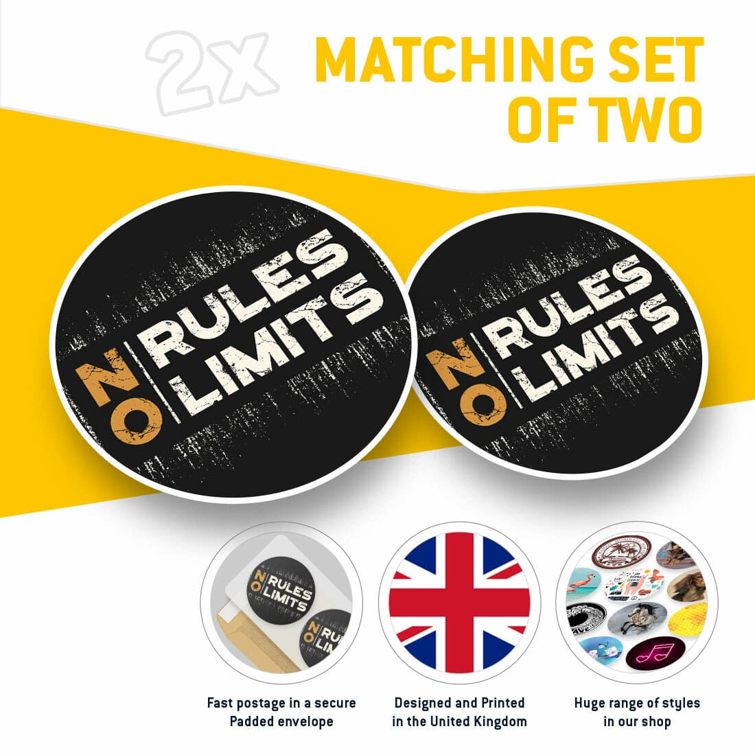 2 x Vinyl Stickers 30cm - No Rules No Limits Gym Workout Cool Gift #14647 view 2