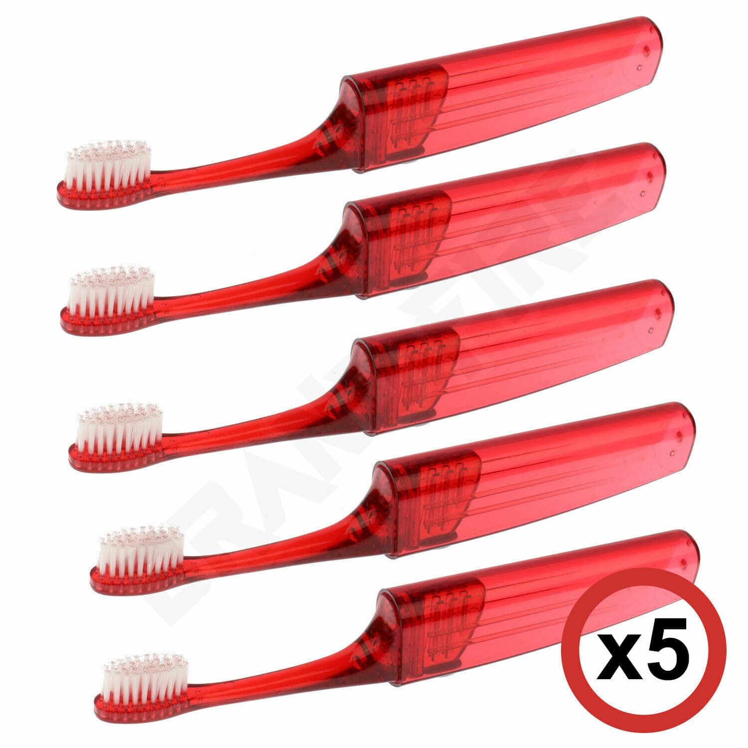 5 x Compact Travel Toothbrush - Folding Fold-Up -Holiday Overnight Wash Bag