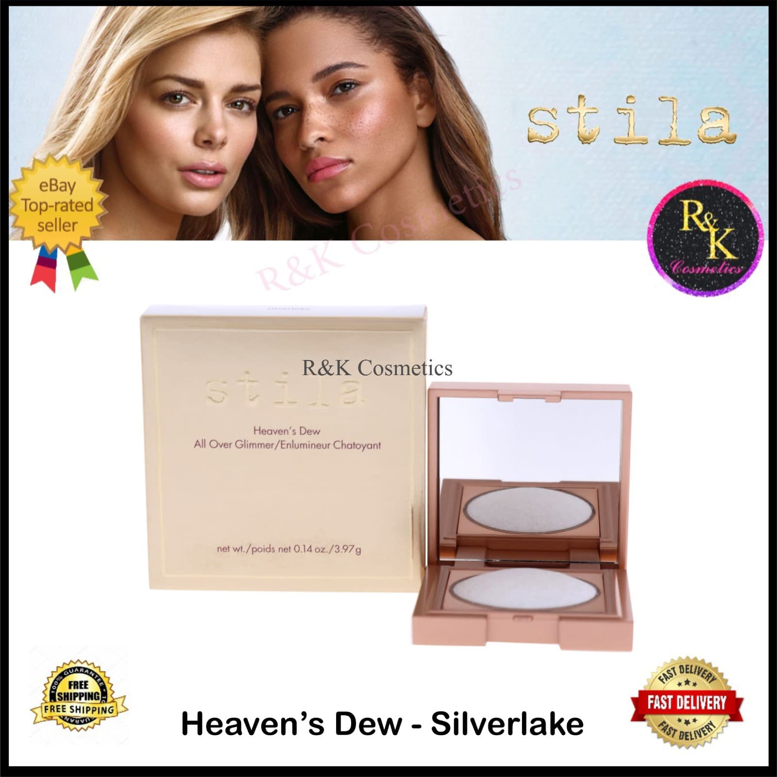 Stila Heaven's Dew Highlighter - All Over Glimmer - Compact - New - Boxed