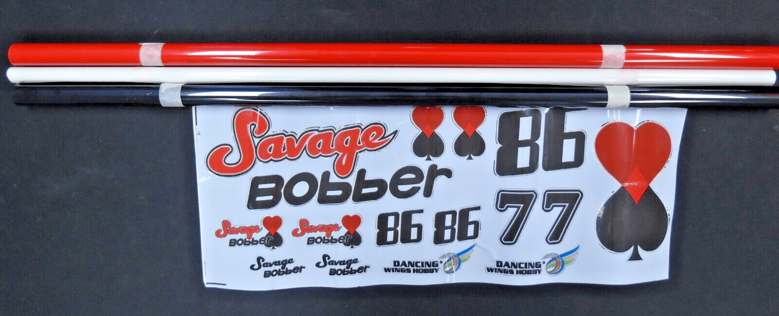 Covering Film Pack 1m Savage Bobber - 2m Red/Black and .5m White (S38B4)