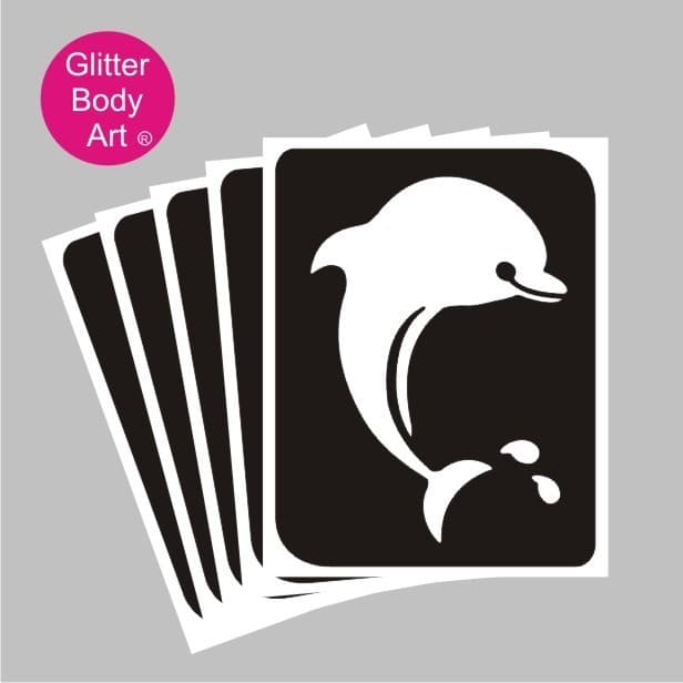 25 Dolphin 181 themed Glitter Tattoo Stencil REFILL pack -Kids Party