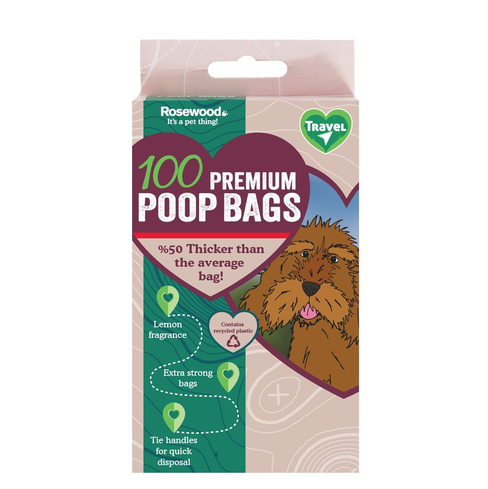 Rosewood Dog Poop Bags with Easy Tie Handles Convenient Loose Packed Poop Bag...