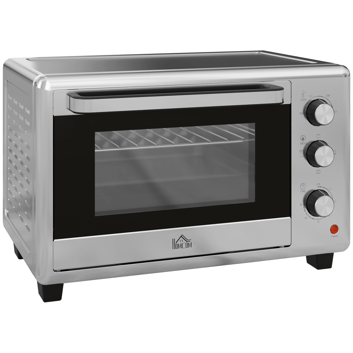 HOMCOM 30L Mini Oven with Adjustable Temperature| 60 Min Time 1600W| Silver
