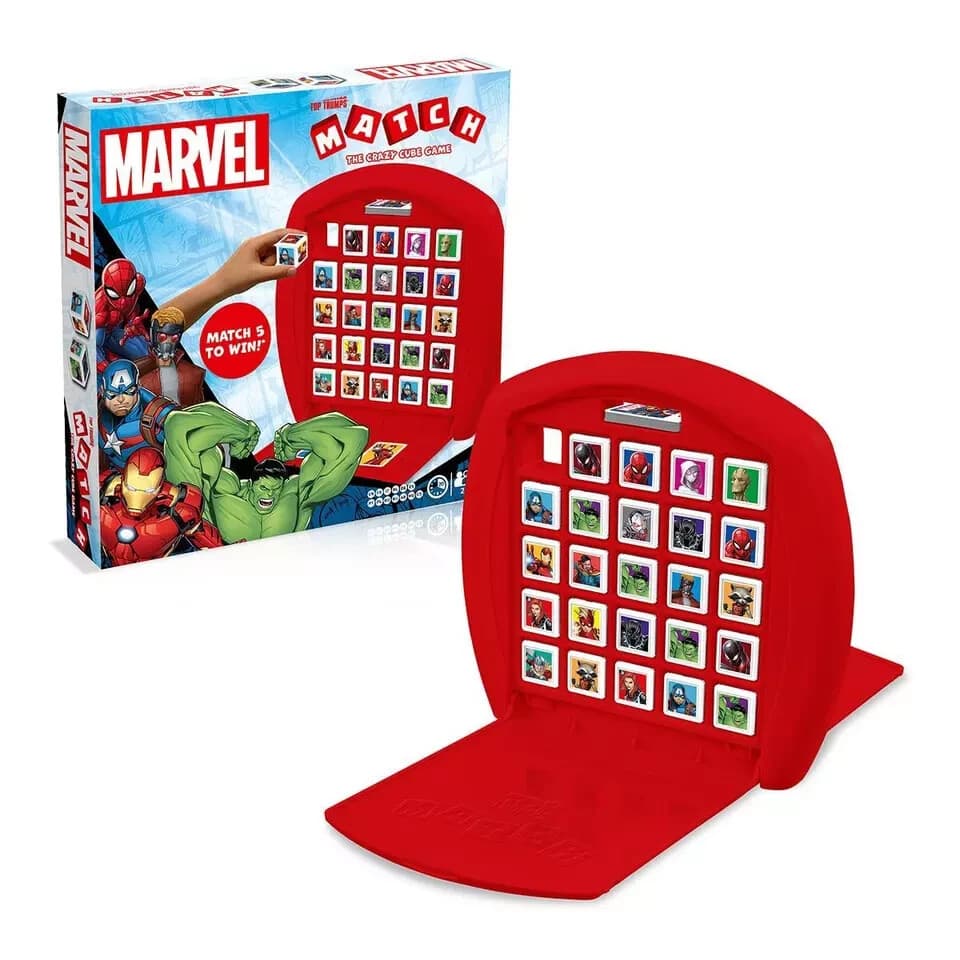 Marvel Top Trumps Match - The Crazy Cube Travel Board Game| Spider-Man| Iron Man