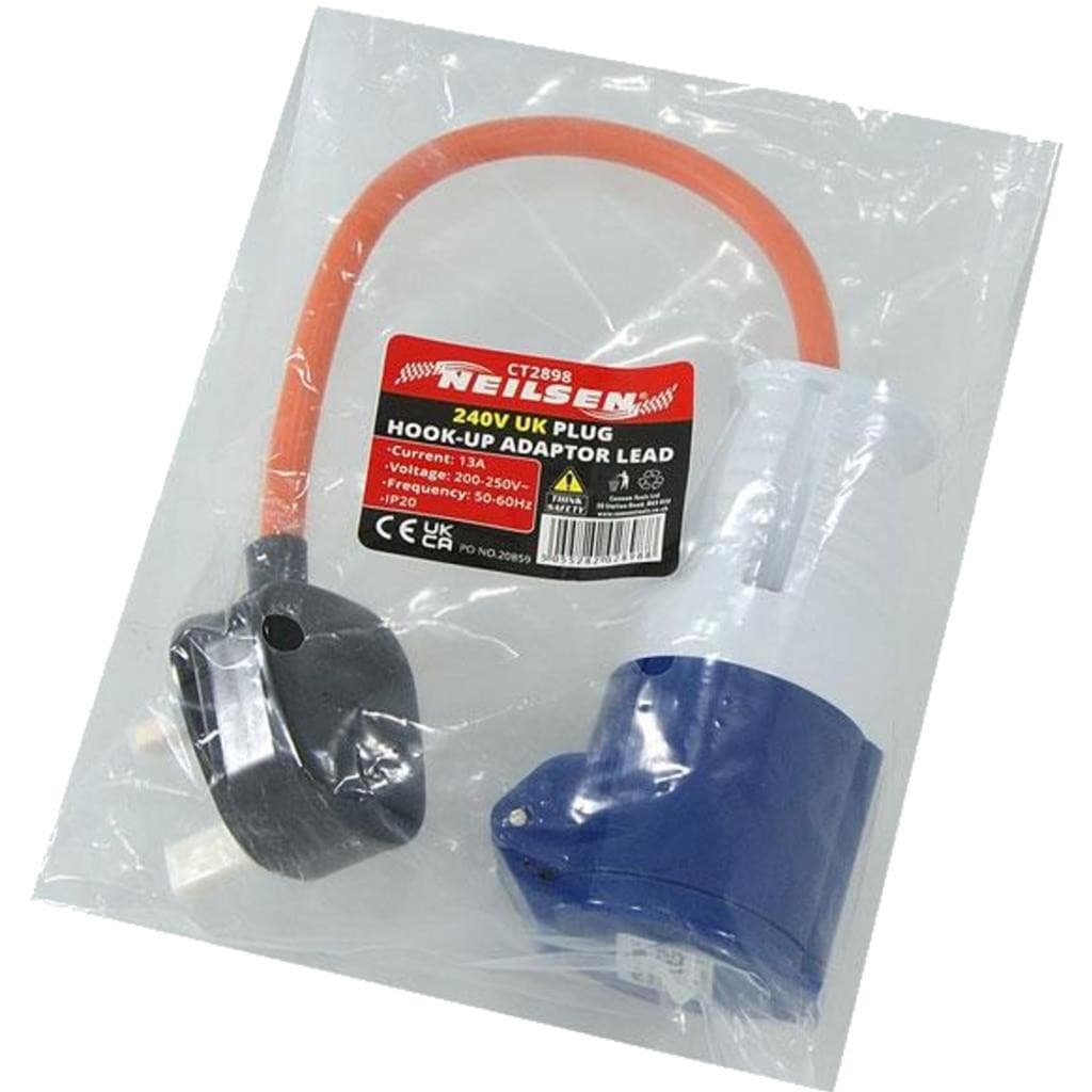 Neilsen Caravan Hook Up Cable Lead Plug Socket Adaptor 240V UK 3 Pin Mains view 2