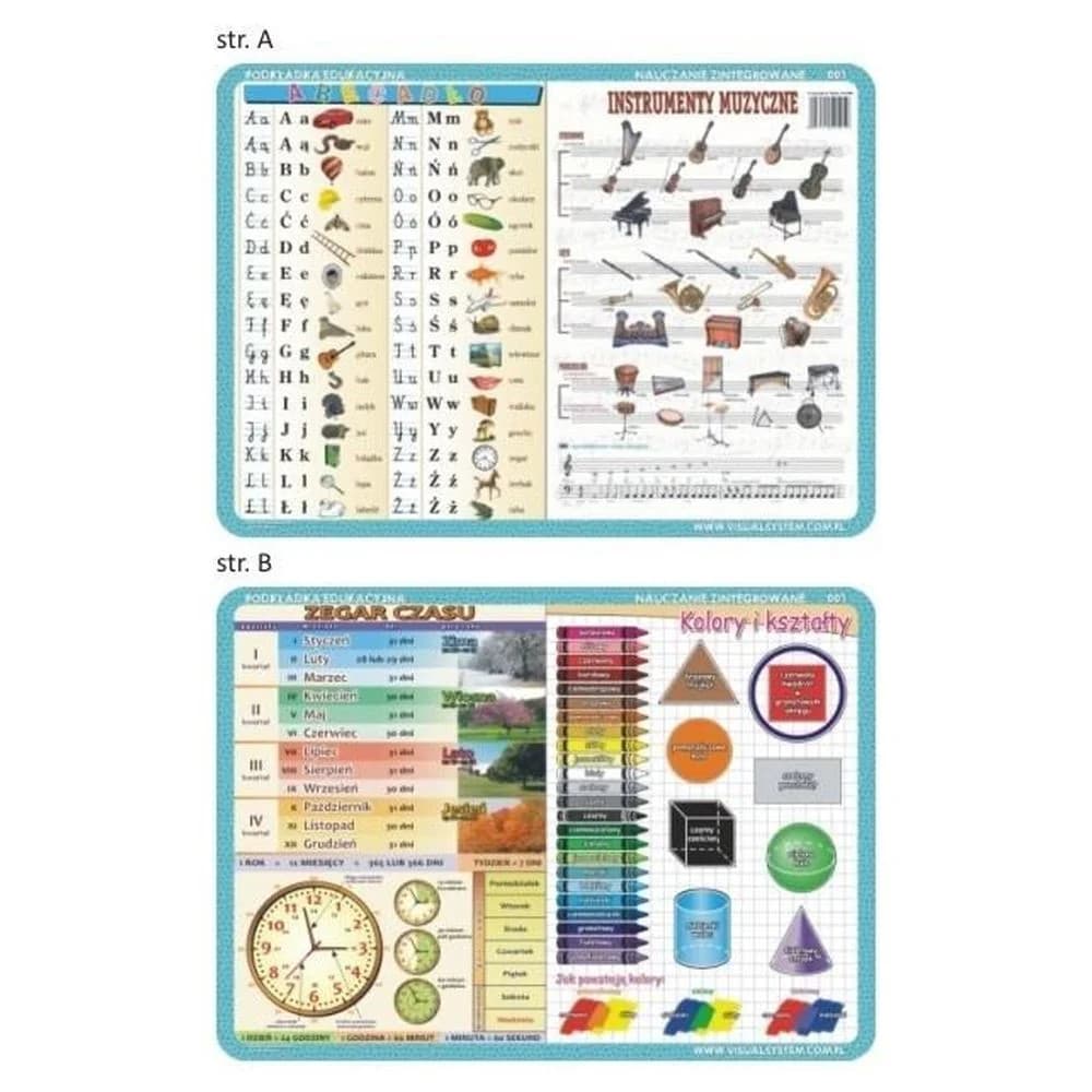 Educational Desk Mat 001 - Alphabet| Clock| Colours And... Top