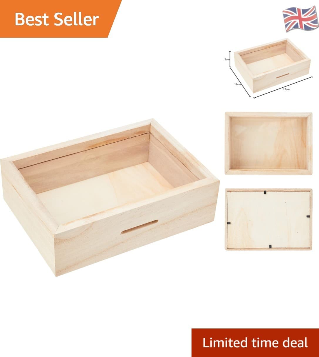 Traditional 17 cm Wooden Travel Box – Lightweight and Stylish Storage Solution