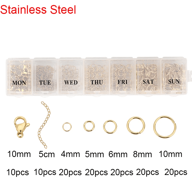 Jewelry Making Kit Set Box Stainless Steel Open Jump Rings Lobster Clasps Earrin