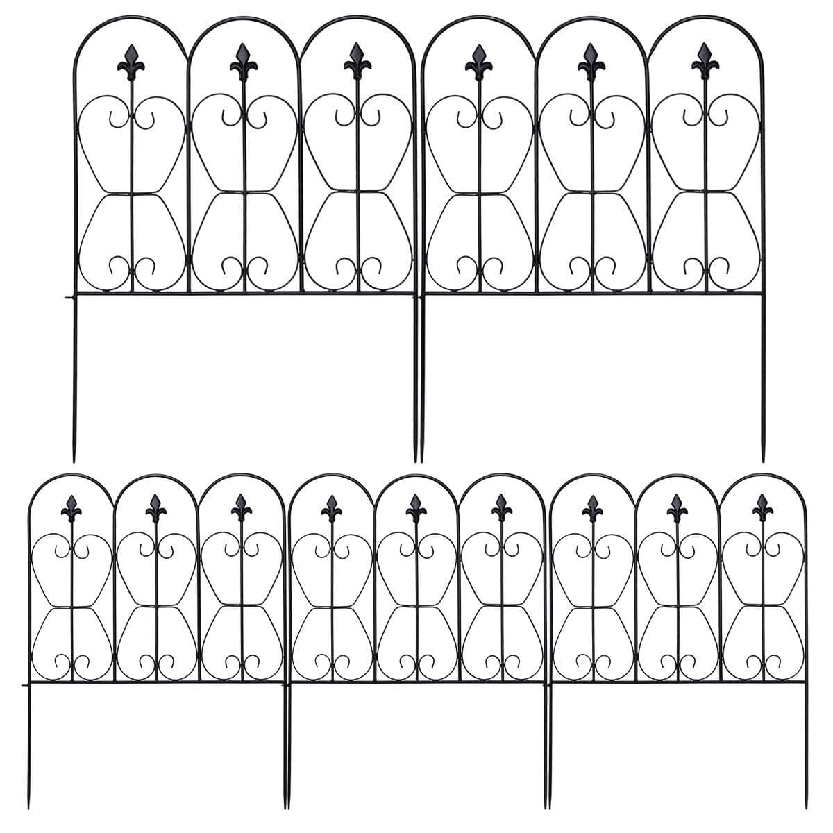5 Panels Steel Decorative Garden Fence Folding Wire Patio Fences Interlockable