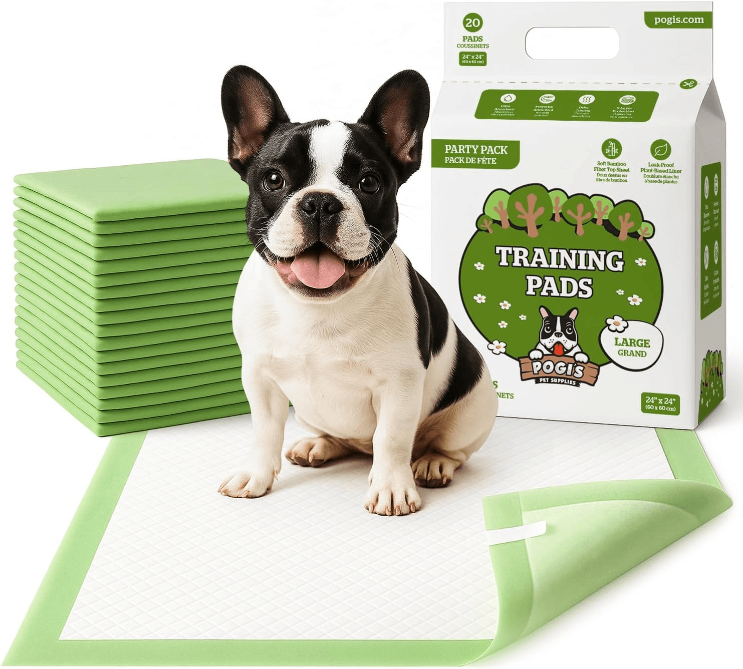 Pogi'S Dog Training Pads with Sticky Tabs – Eco-Friendly| Odour Blocking and Super