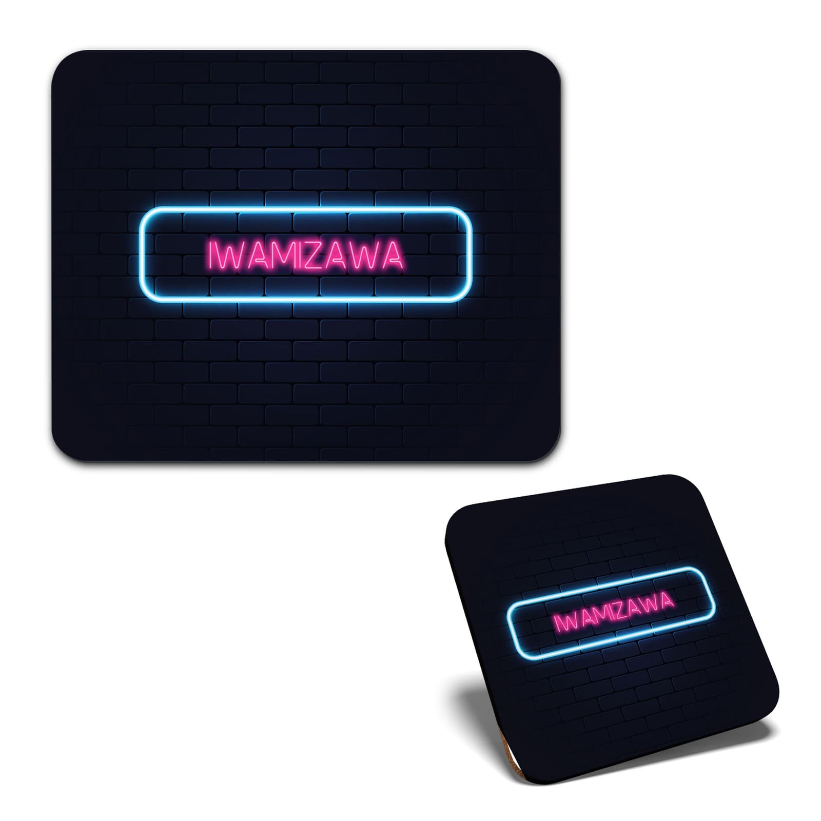 1 Mouse Mat and 1 Square Coaster Neon Sign Design Iwamizawa City Japan #350984