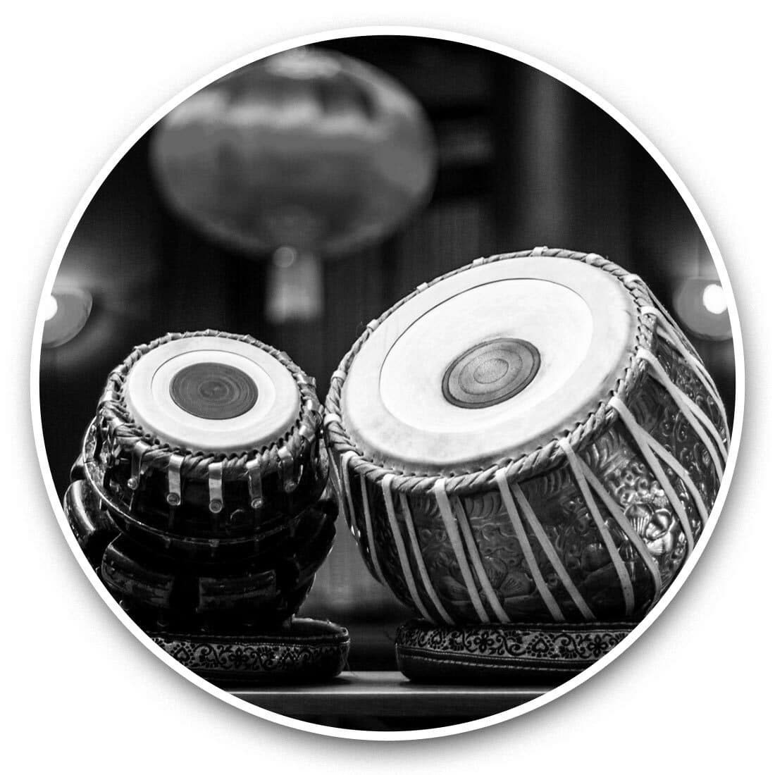 2 x Vinyl Stickers 7.5cm (bw) - Tabla Drum Music India Folk  #38592
