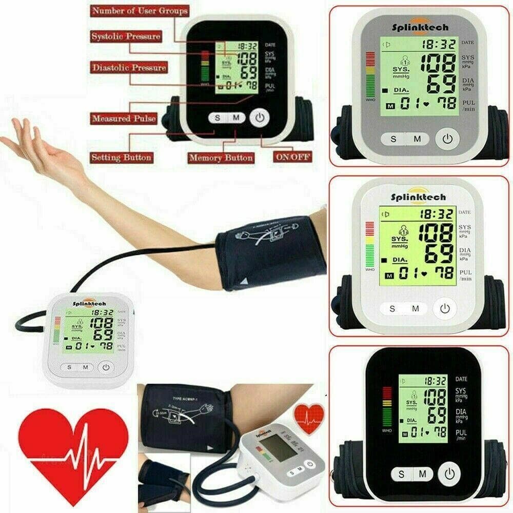 Automatic Blood Pressure Monitor Upper Arm Digital BP Machine with Hand Cuff UK