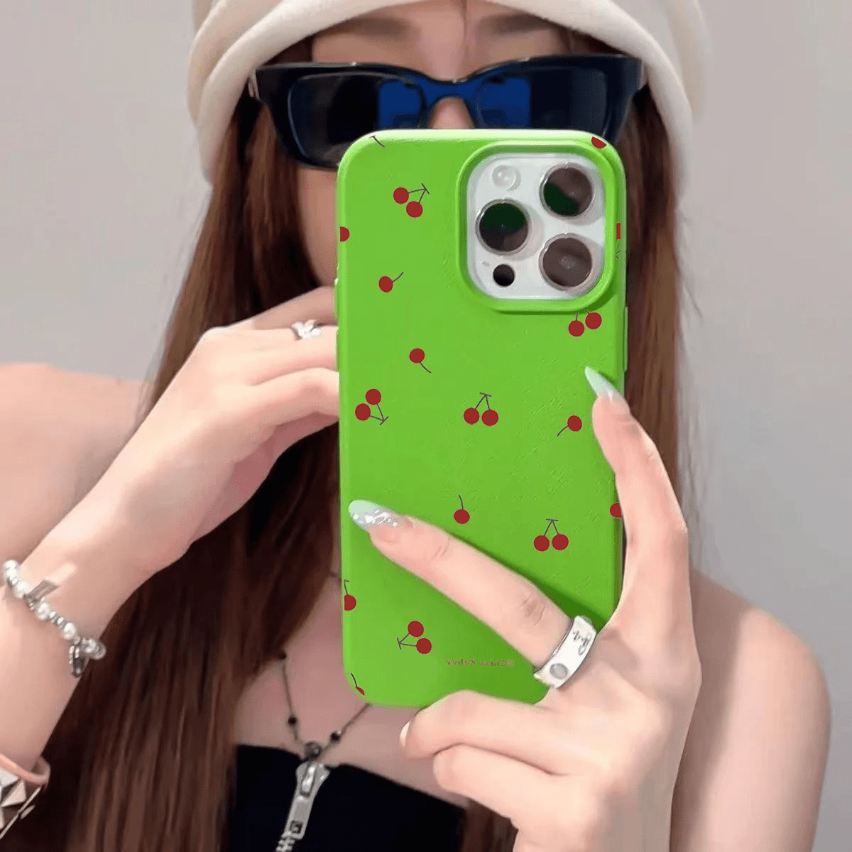 Cute Cartoon Cherry Lichee Silicone Case for iPhone 11-17 Pro Max Plus