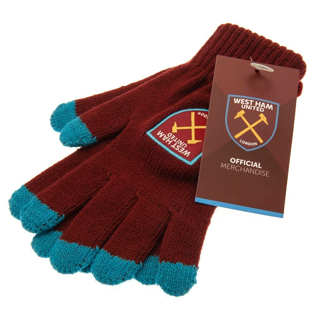 West Ham United FC Touchscreen Knitted Gloves Junior Official Merchandise NEW UK