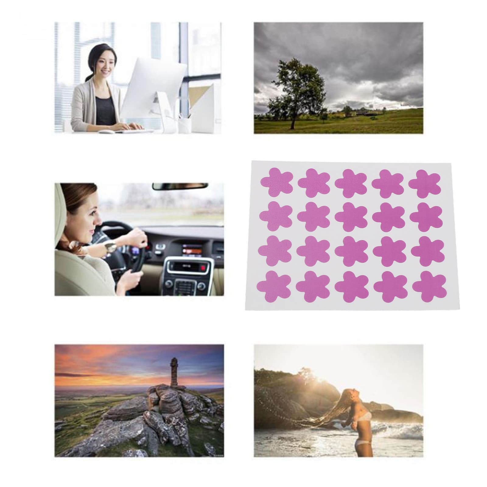 120PCS UV Detection Stickers for Sunscreen Flower Shaped Sunblock Patches view 2