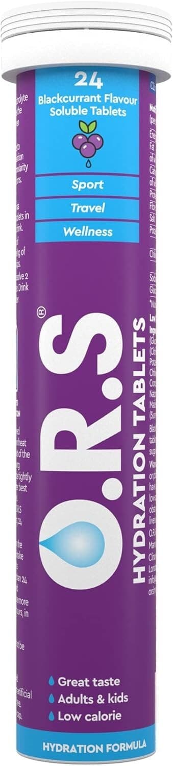 ORS O.R.S Oral Soluble Hydration Tabs with Electrolytes Blackcurrant 24 Tablets