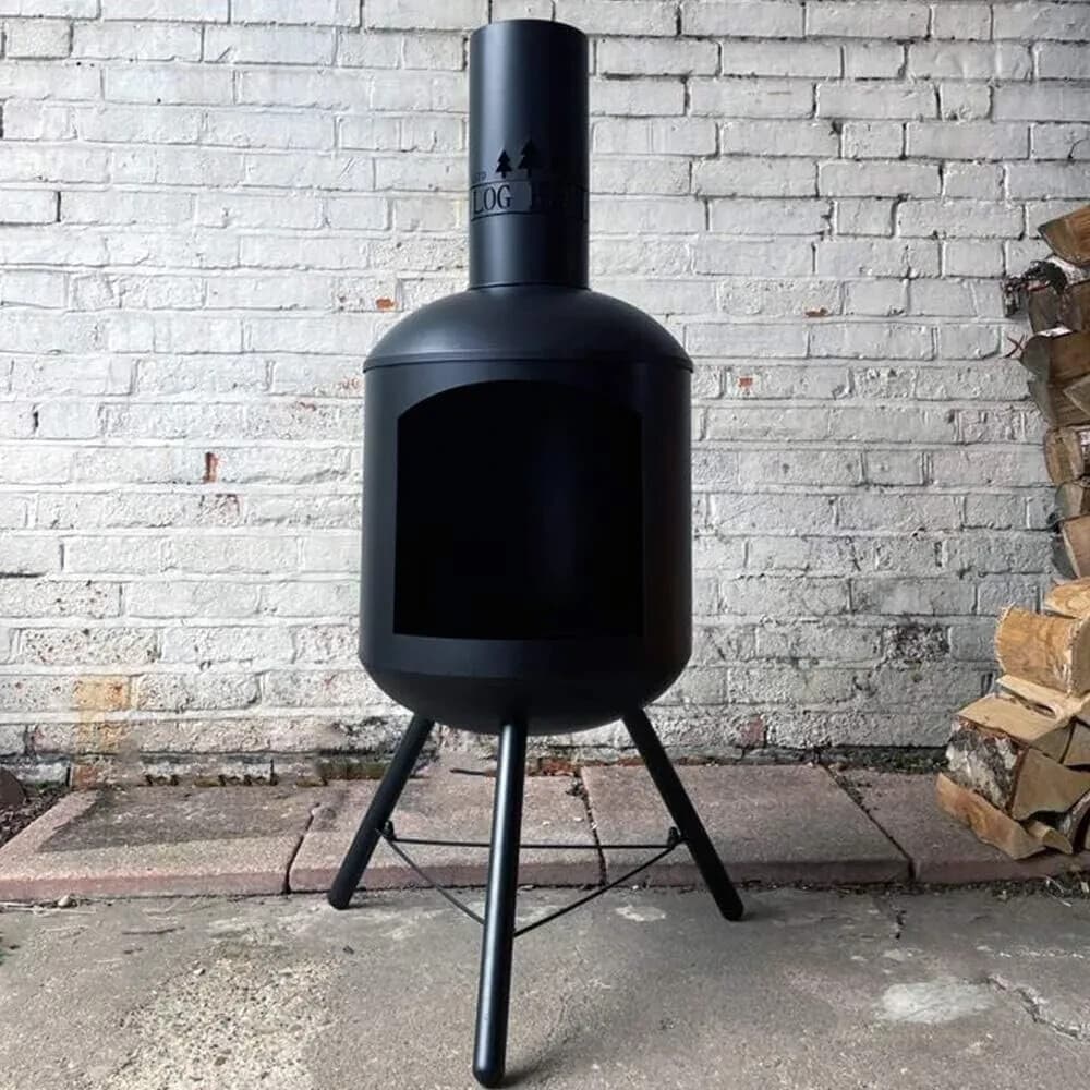 LOG BARN CHIMINEA FIRE PIT WOOD LOG BURNER LARGE PATIO HEATER STEEL 124cm  Luxur