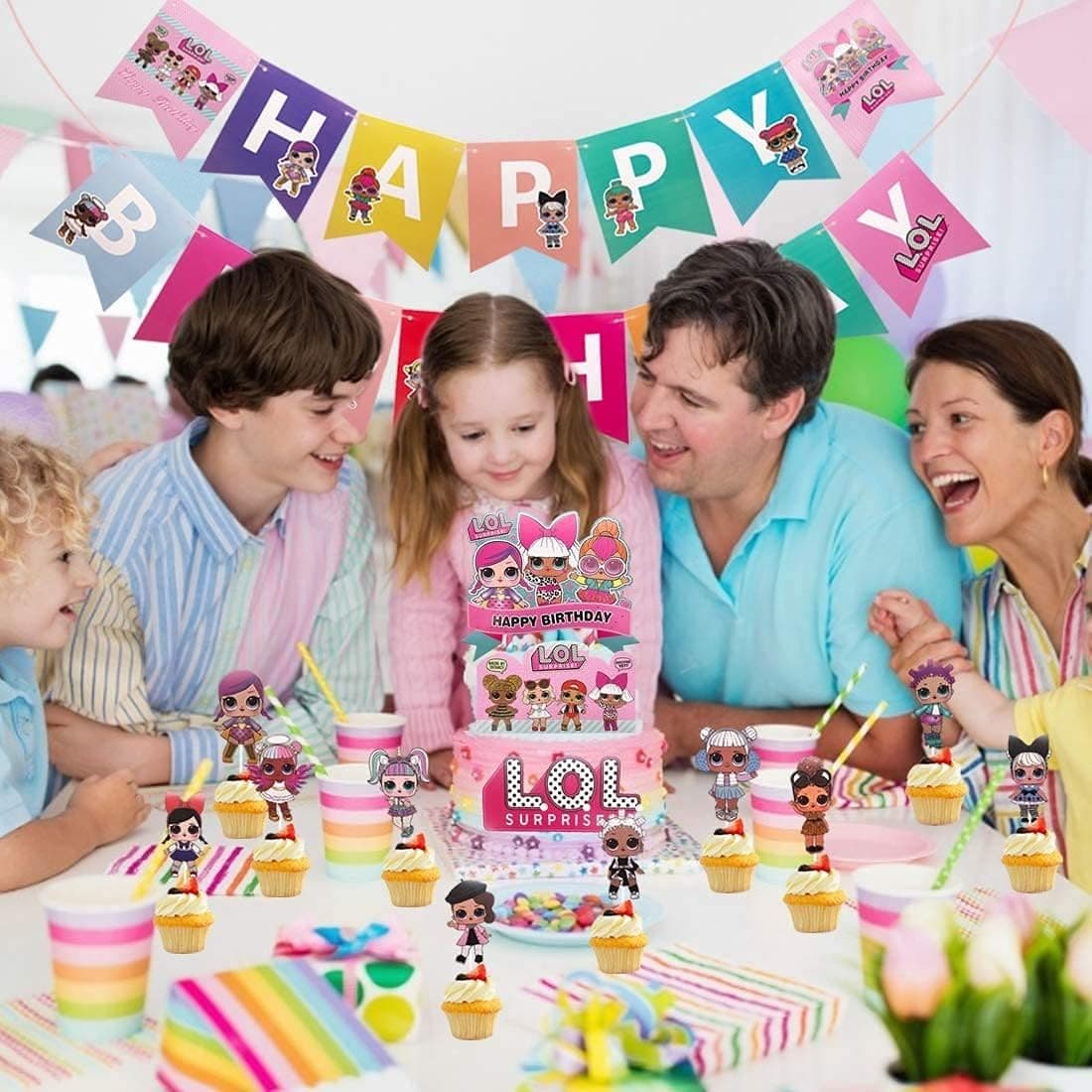 LOL Cake Toppers,5 PCS LOL Happy Birthday Party Supplies LOL Cupcake Picks LOL view 2