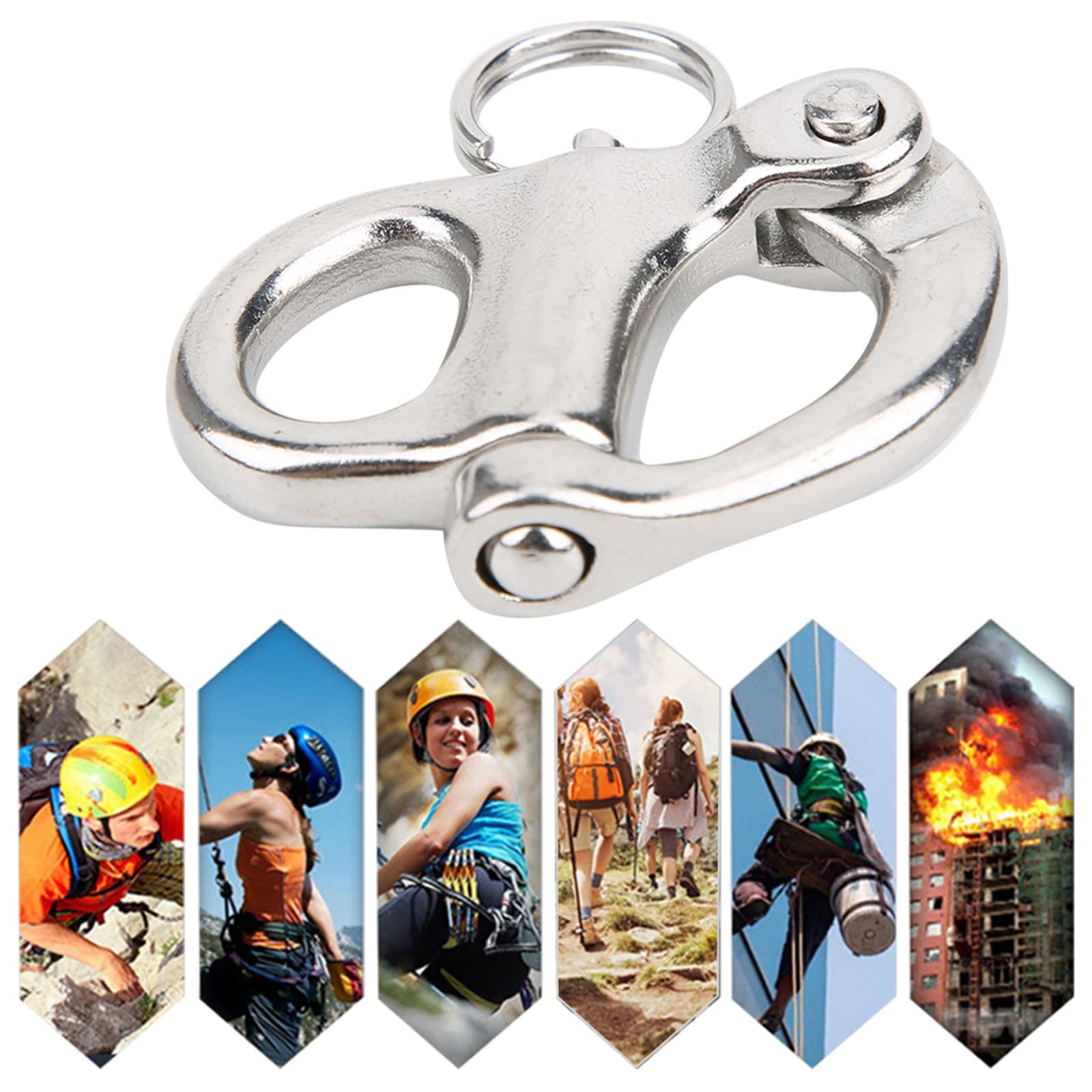 Fixed Snap Hook 316 Stainless Steel Stainless Steel Snap Hook Climbing Hiki EC view 2