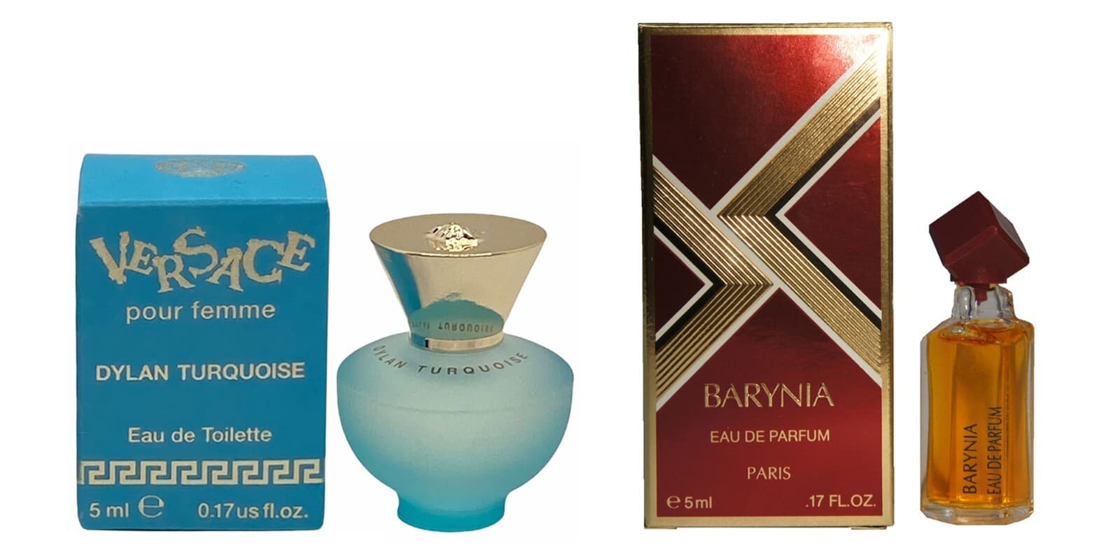 Womens Perfume Miniature Travel Gift Set x2 Versace Dylan Turquoise and Barynia