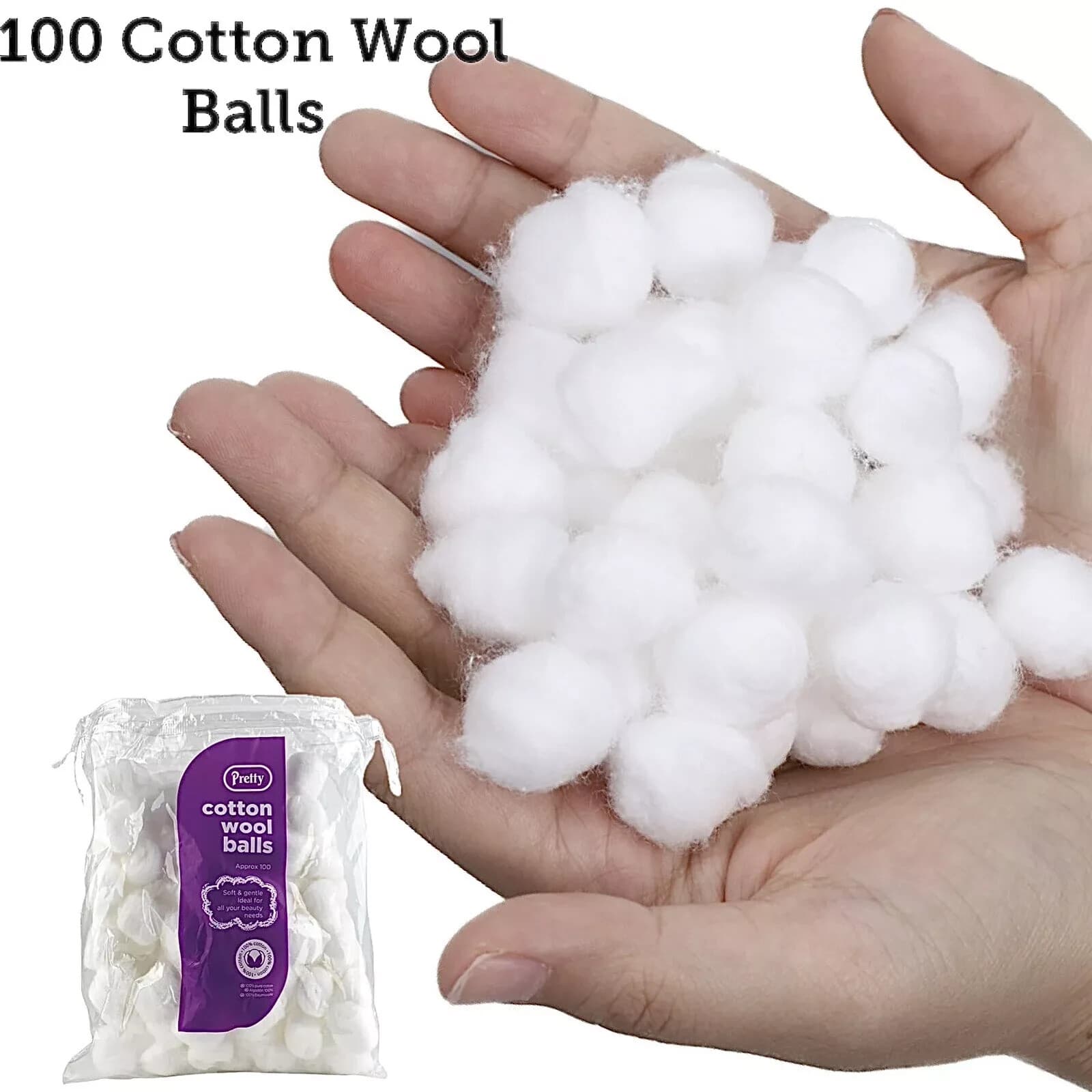 Cotton Balls Make Up Remover Nail Polish Absorbent Pure 100% Cotton Woo 100Pc