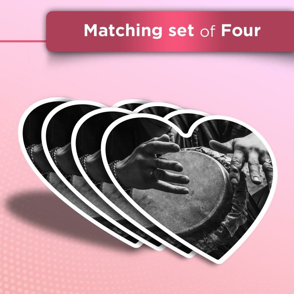 4x Heart Stickers - BW - Djembe Drum Music Africa #38591 view 2
