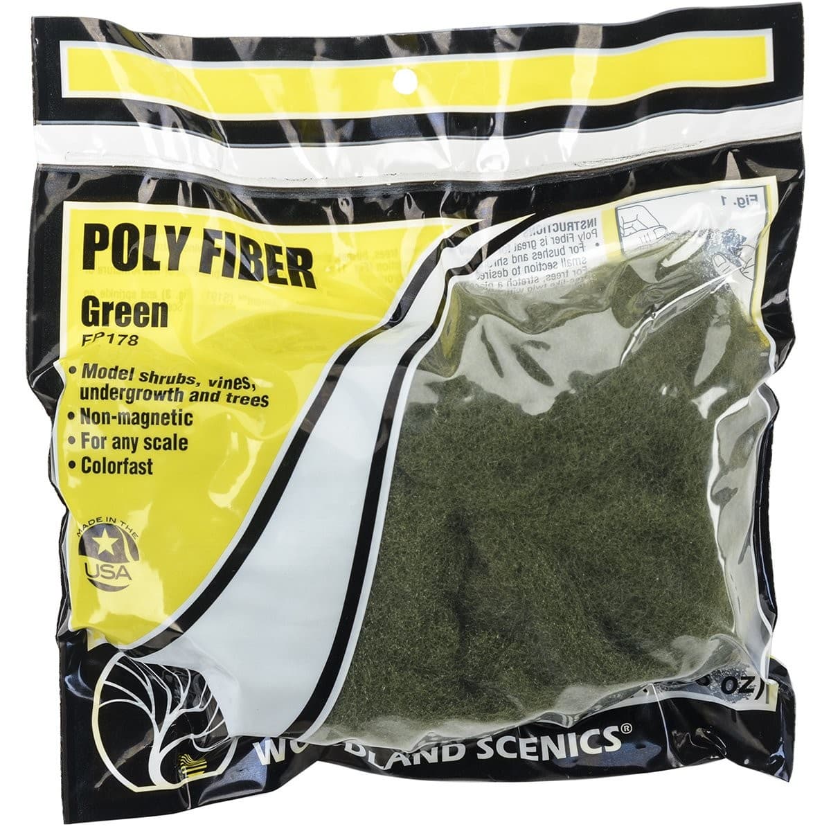 Woodland Scenics Poly Fiber 16g-Green| Yard (US IMPORT)