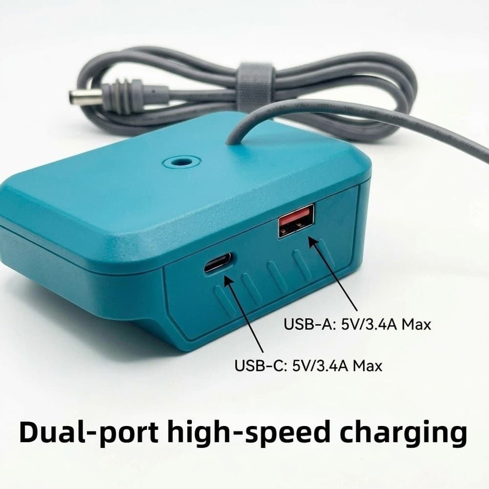 Versatile 18W DC Adapter with USB-A and USB-C: Fast Charging for 18V Lithium