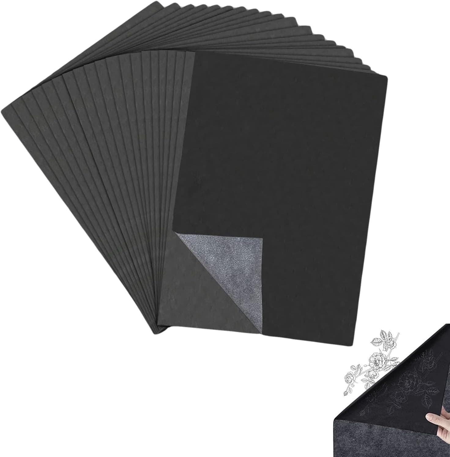 100 Sheets Transfer Paper Carbon Paper for Tracing Black Graphite Transfer Pape