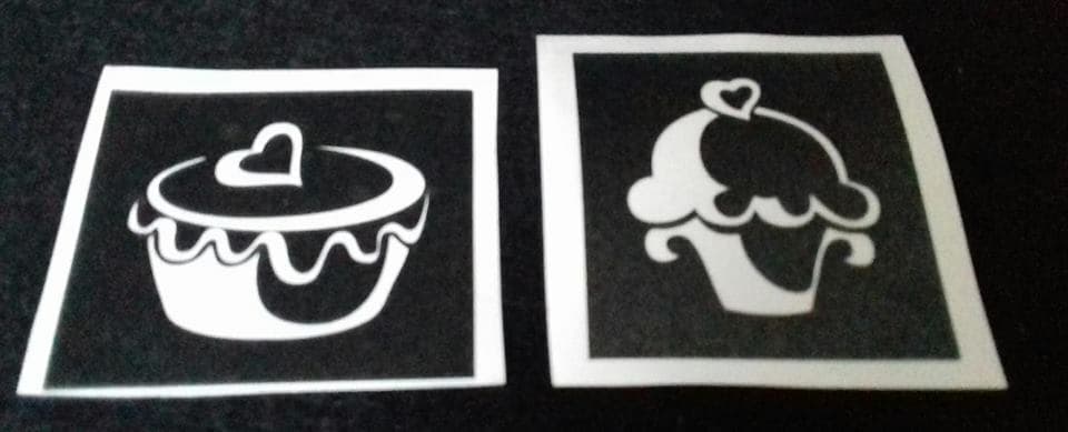 Cupcake stencils for glitter tattoos  CUPCAKE DAY fund raising (2 designs)