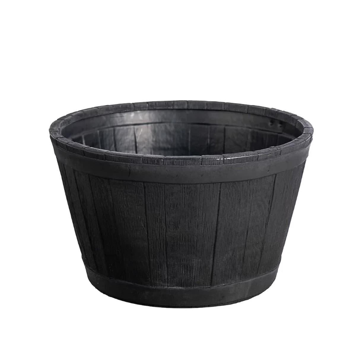 Strata Plastic Garden Outdoor Oakwood Barrel Planter Plant Pot - 50cm