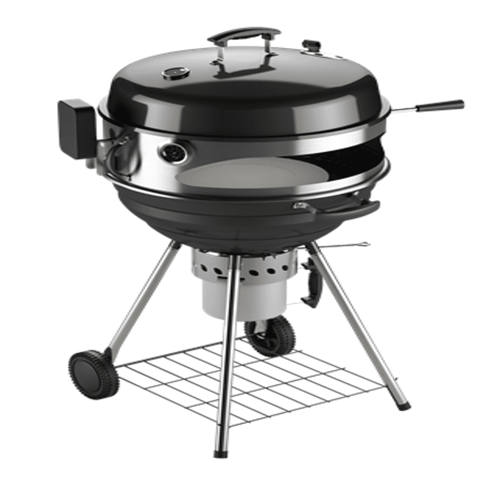 Fervor Explorer 52cm Charcoal Grill with Battery Operated Rotisserie and pizza