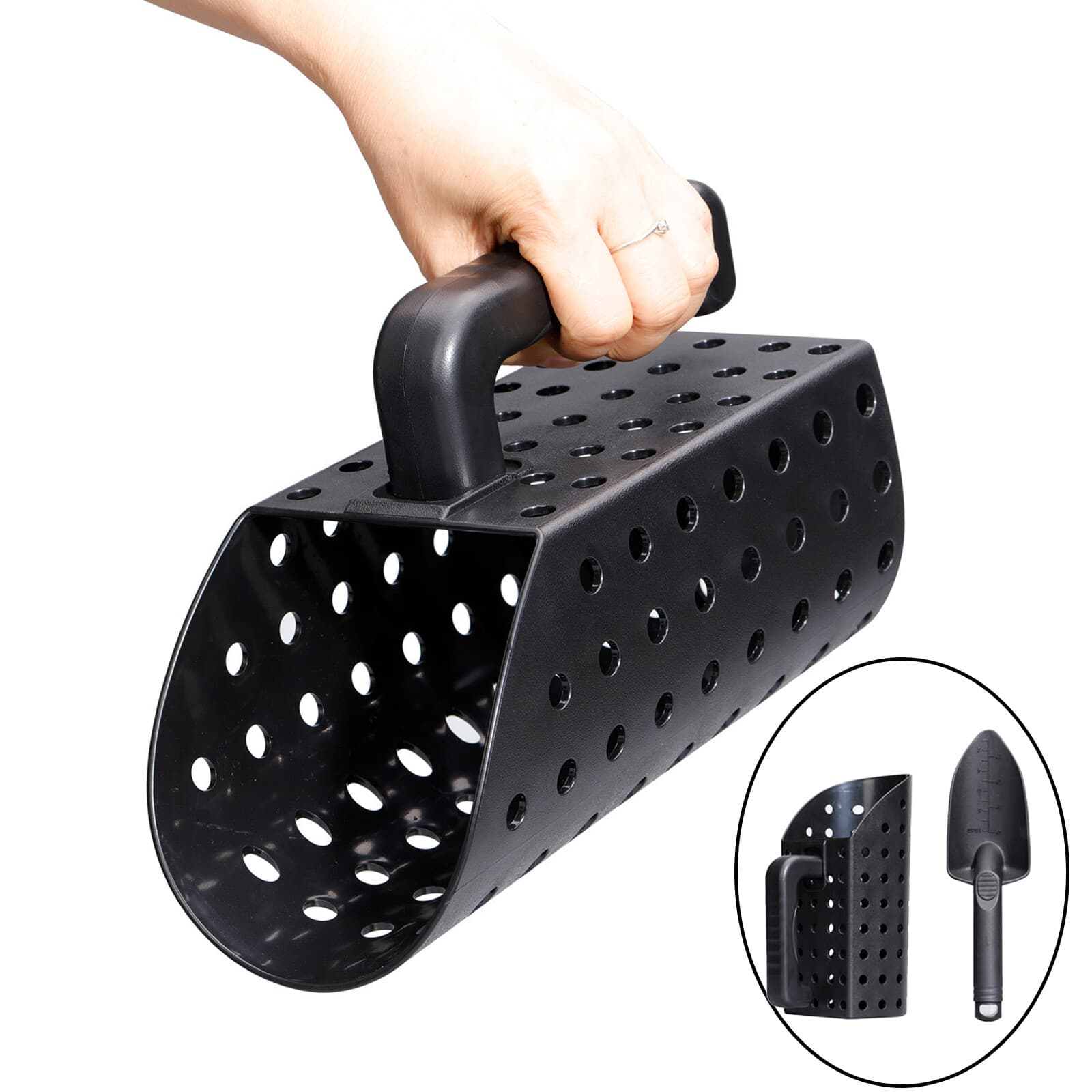Sand shovel Metal Detecting Treasure Hunting with Handle Black Lightweight