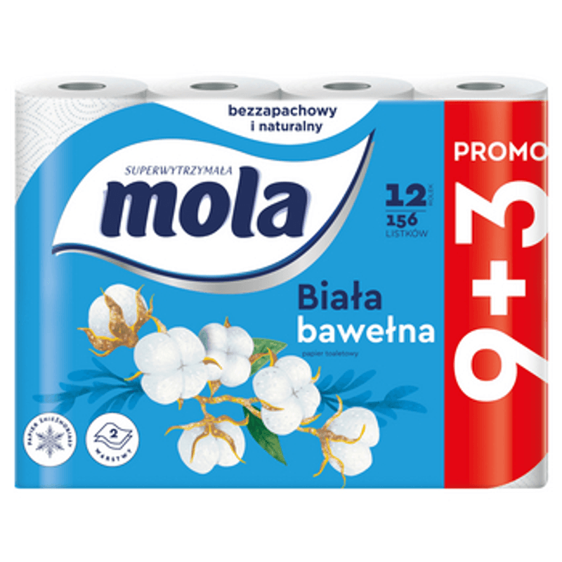 6414300065906 Mola Biała bawełna Papier toaletowy 12 rolek X5 Mola view 2