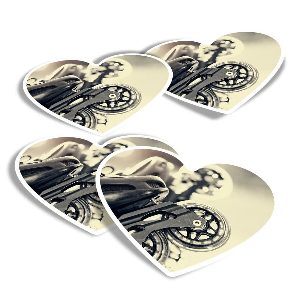 4x Heart Stickers - Inline Roller Skates Skater Skating #45403