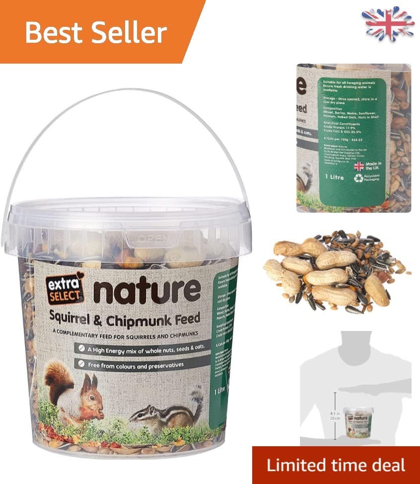 Sustainable 1L Squirrel and Chipmunk Feed - Supports Local Garden Wildlife