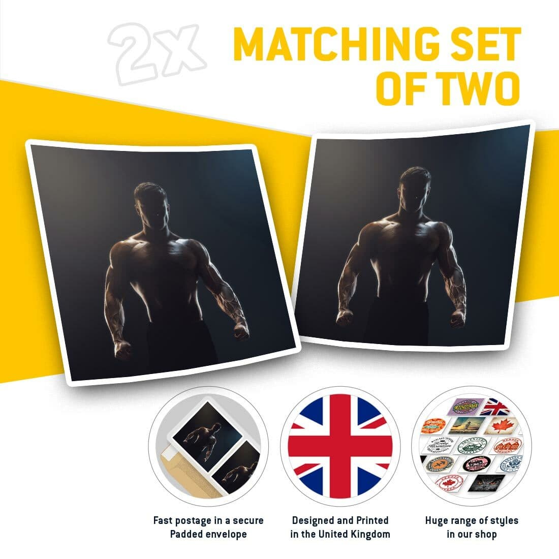 2 x Square Stickers 7.5 cm - Fitness Fighter Boxing Man Gym  Cool Gift #21532 view 2