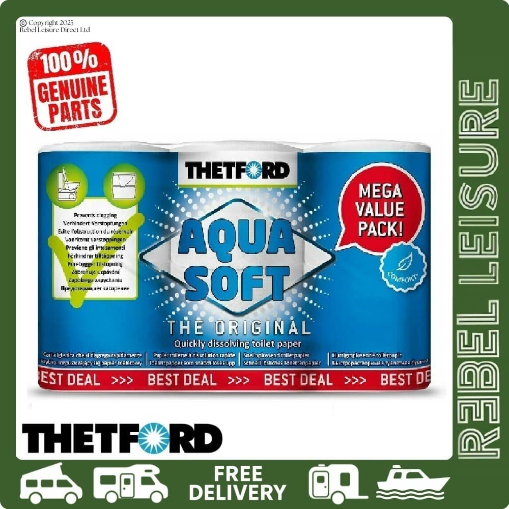 Thetford Toilet Roll Aqua Soft Toilet Paper 6 Roll Mega Value Pack Caravan