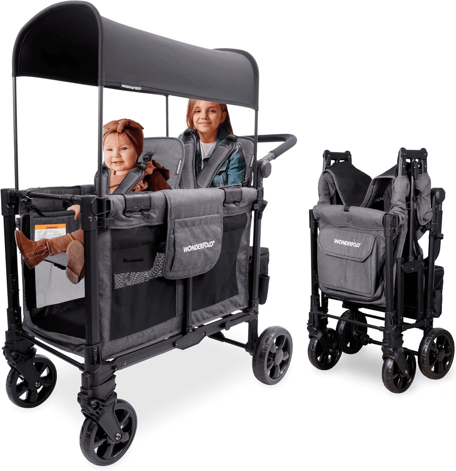 W2 Elite Pro Stroller (2-Seater) - Folding Stroller with Seats with 5-Point Harn