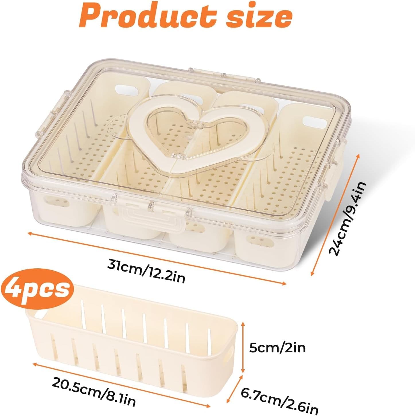 Fridge Organisers| Airtight Food Storage Container with 4 Removable Compartment view 2