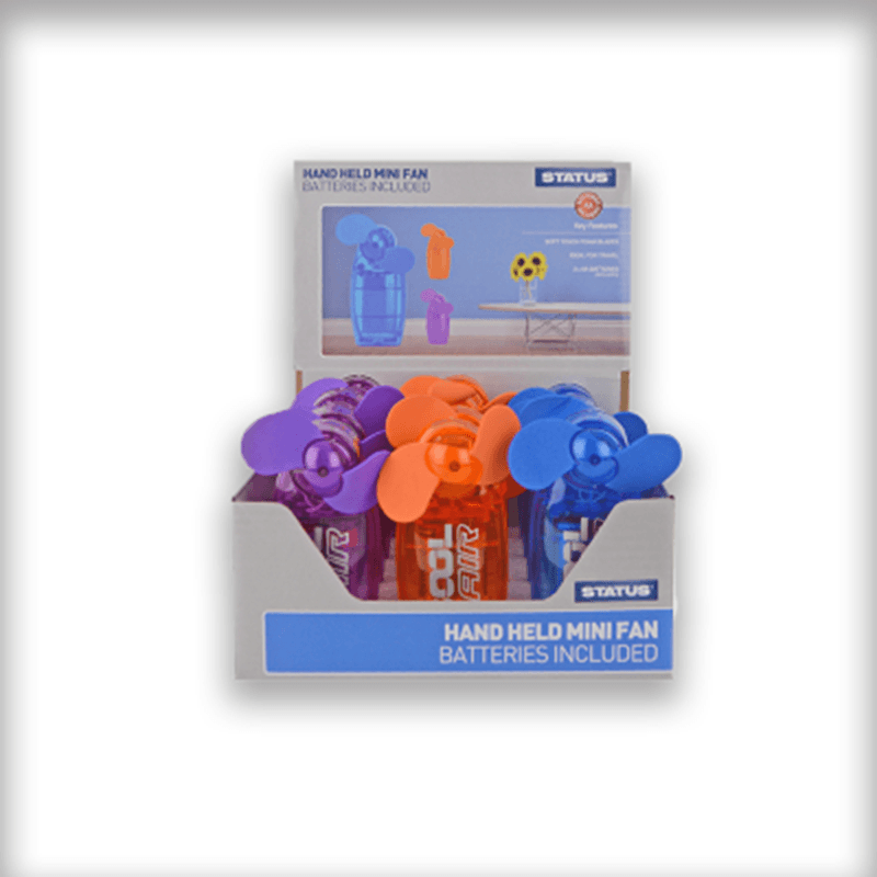 Status Summer Travel Holiday Battery Operated 2.5\" Coloured Hand Held Mini Fan