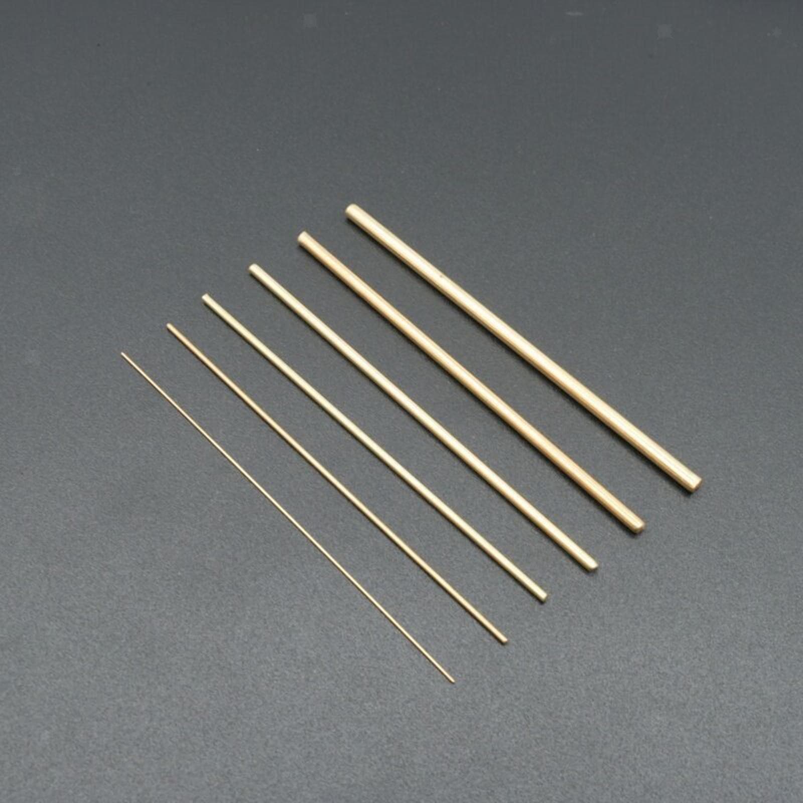6 Pieces Round Brass Rod Lathe Bar Stock Solid 0.5mm-3.0mm Novelty Brass Sticks